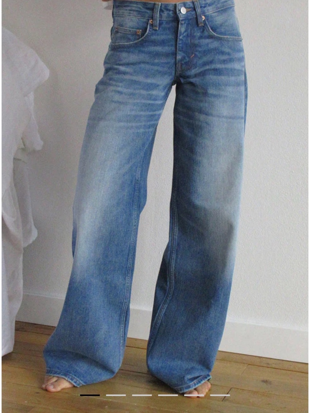 Motel Rocks Low Rise Roomy Jeans In Fade Blue